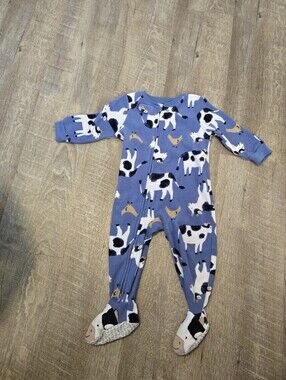 Carter's Blue Cow & Chick Footed One-Piece